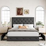 Queen Size Platform Bed with Storage and Headboard
