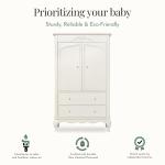 Evolur Aurora Armoire in Ivory Lace, Spacious Storage