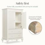 Evolur Aurora Armoire in Ivory Lace, Spacious Storage
