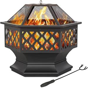 Yaheetech Large Hexagon Fire Pit for Outdoors