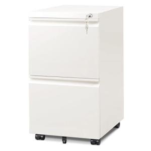 White Mobile File Cabinet with Lock – DEVAISE