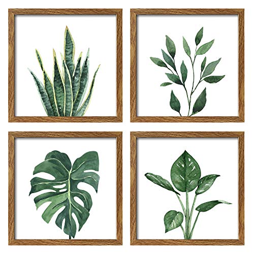 Set of 4 Walnut Wood Photo Frames 25.4 cm