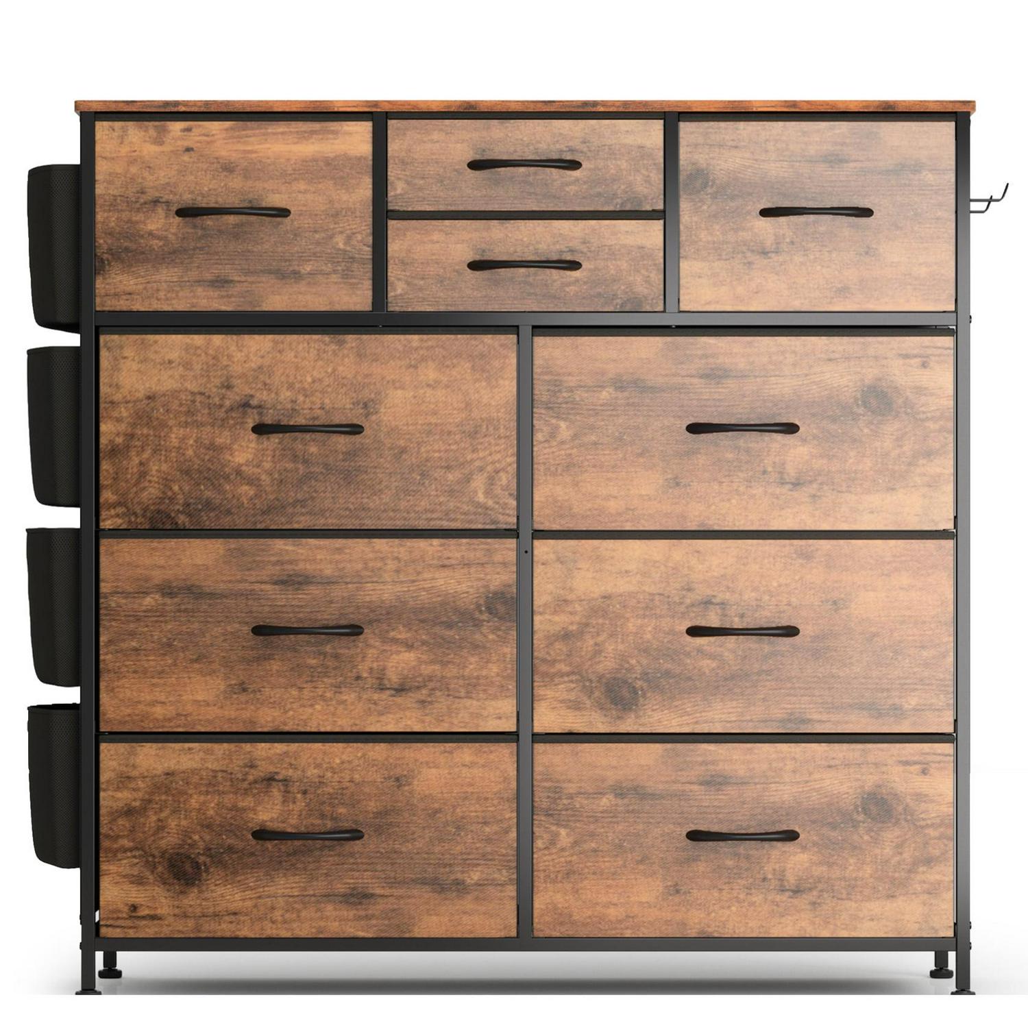 10 Drawer Bedroom Dresser with Side Pockets