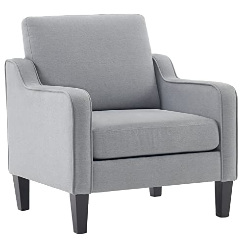 Mid Century Grey Fabric Accent Chair