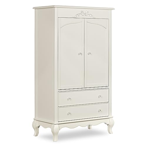 Evolur Aurora Armoire in Ivory Lace, Spacious Storage