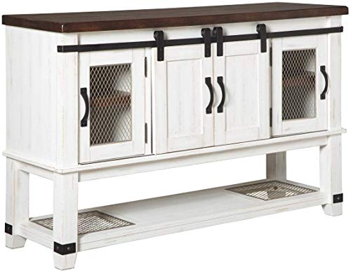 Ashley Valebeck Farmhouse Server/Buffet (White/Brown)