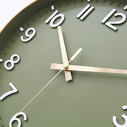 Silent 30cm Wall Clock for Living Spaces (Gold Green)