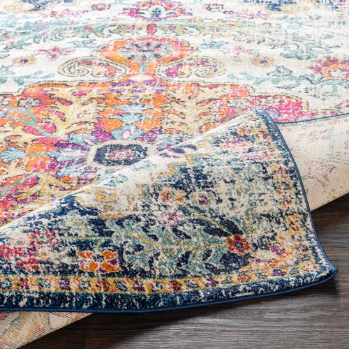 Orange and Navy Harput Area Rug, 5'3" x 7'3
