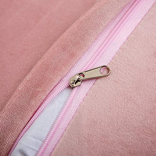 Set of 2 Pink Fluffy Faux Fur Pillow Covers