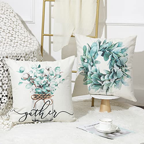 Set of 4 Grey Farmhouse Throw Pillow Covers