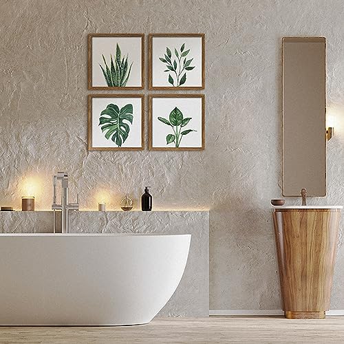 Set of 4 Walnut Wood Photo Frames 25.4 cm
