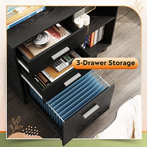 DEVAISE Mobile 3-Drawer Wood File Cabinet