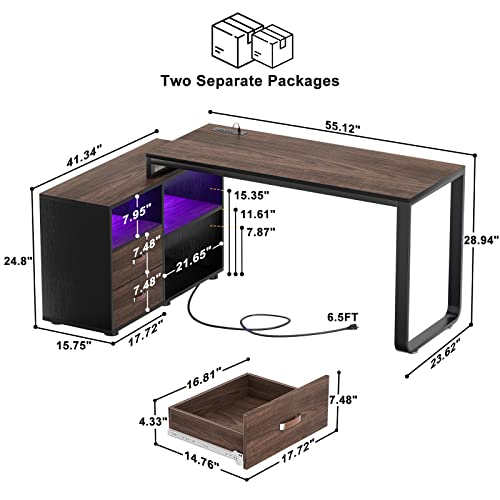 Large L-Shaped Desk with Storage and Power