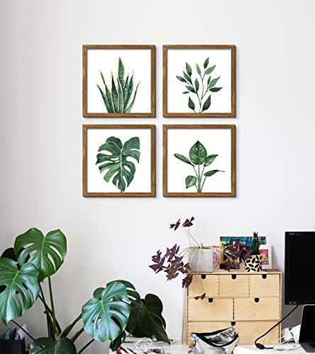Set of 4 Walnut Wood Photo Frames 25.4 cm
