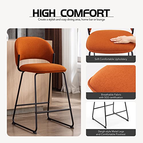 Modern Counter-Height Barstools with Upholstered Caramel Seating