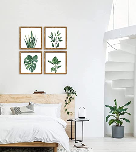 Set of 4 Walnut Wood Photo Frames 25.4 cm
