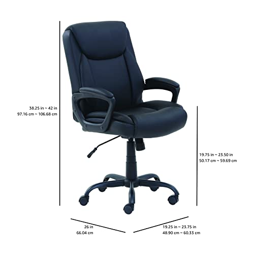 Black Padded Office Desk Chair with Armrests