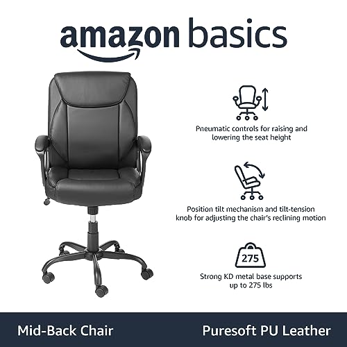 Black Padded Office Desk Chair with Armrests