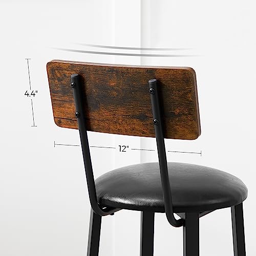 Rustic Brown Bar Stools Set with Backrest