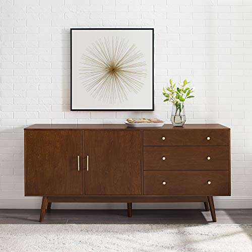 Mid-Century Modern Walnut Sideboard Cabinet, 70 Inch