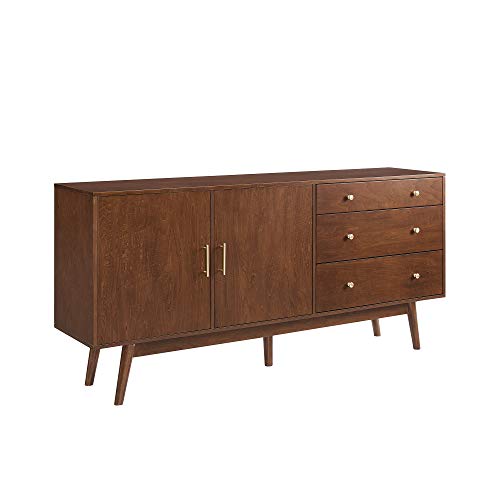 Mid-Century Modern Walnut Sideboard Cabinet, 70 Inch