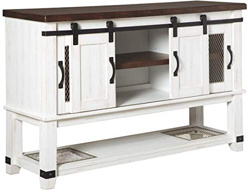 Ashley Valebeck Farmhouse Server/Buffet (White/Brown)