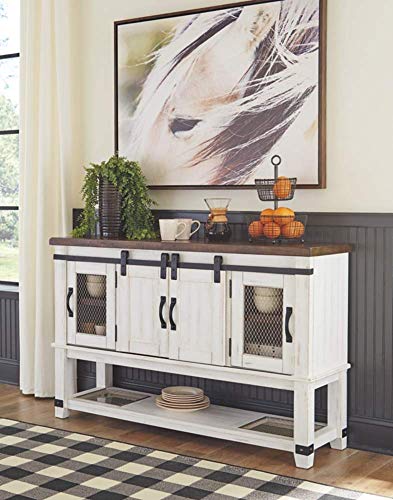 Ashley Valebeck Farmhouse Server/Buffet (White/Brown)