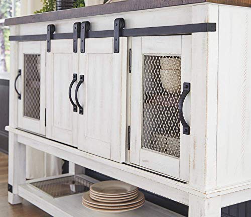 Ashley Valebeck Farmhouse Server/Buffet (White/Brown)