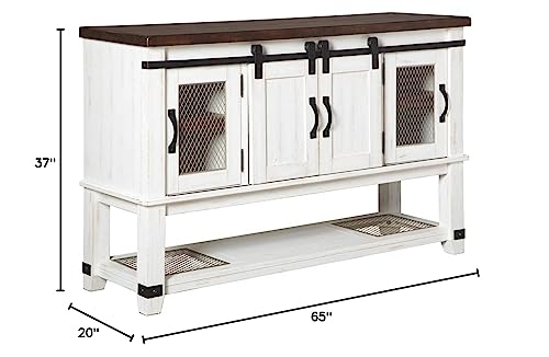 Ashley Valebeck Farmhouse Server/Buffet (White/Brown)