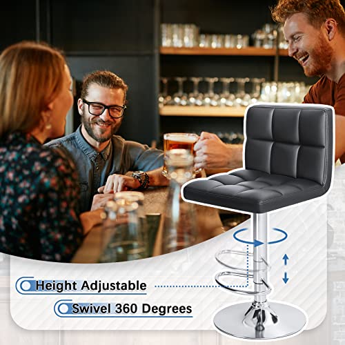 Modern PU leather barstools with adjustable height (set of 2)