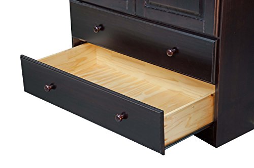 Solid wood wardrobe with lock and drawers