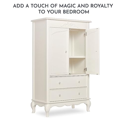 Evolur Aurora Armoire in Ivory Lace, Spacious Storage