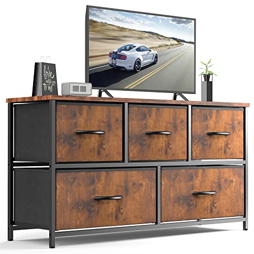 5-Drawer Fabric Dresser with Wood Table Top