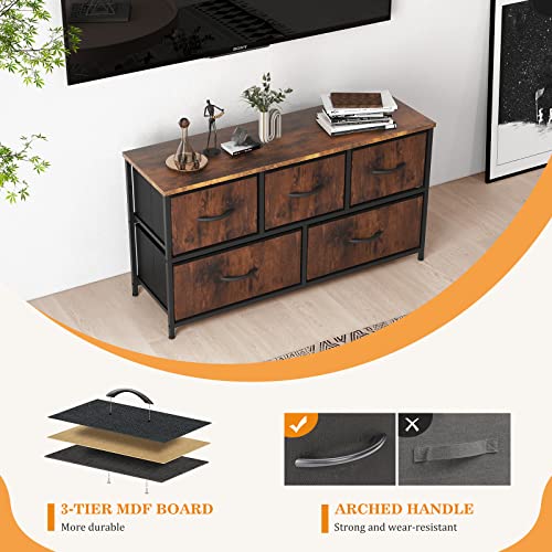 5-Drawer Fabric Dresser with Wood Table Top