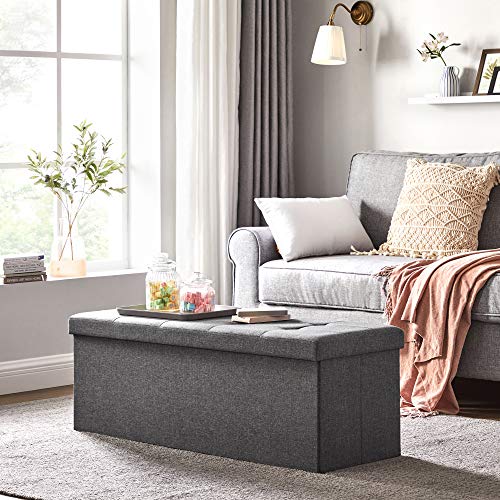 Foldable Storage Ottoman Bench - Dark Gray
