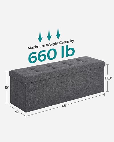 Foldable Storage Ottoman Bench - Dark Gray