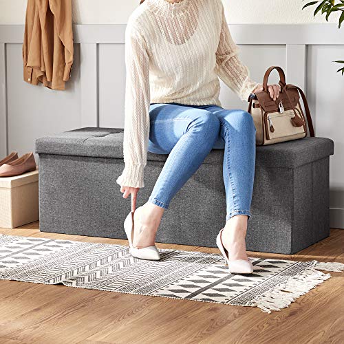 Foldable Storage Ottoman Bench - Dark Gray