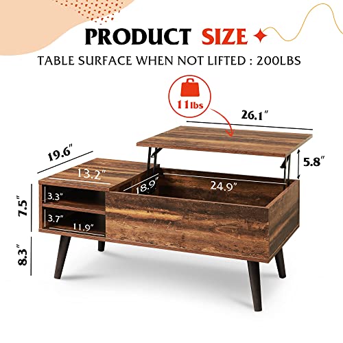 Rustic Lift Top Coffee Table with Storage
