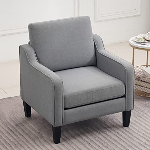 Mid Century Grey Fabric Accent Chair