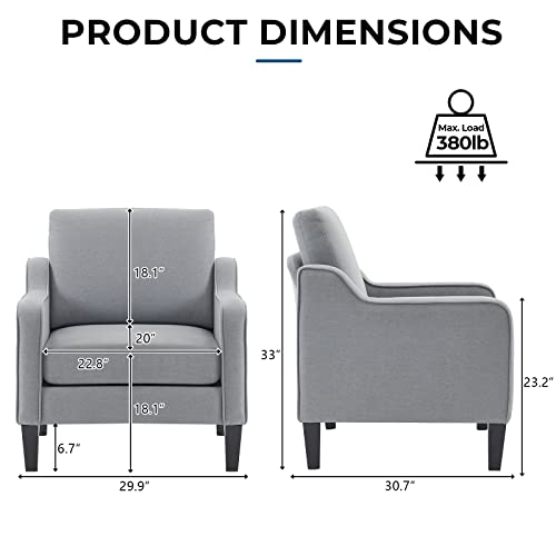 Mid Century Grey Fabric Accent Chair