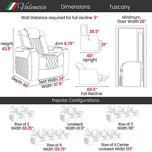 Italian Leather Power Recliner with Lumbar & Head Support
