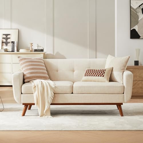 65" Mid-Century Modern Loveseat Couch Beige