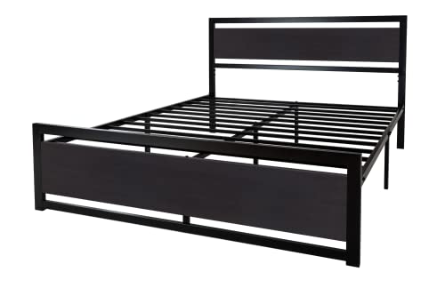 Solid Black Queen Bed Frame with Head/Footboard