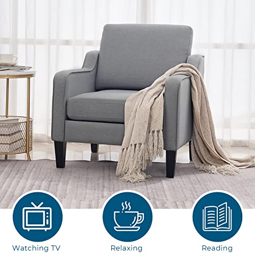 Mid Century Grey Fabric Accent Chair