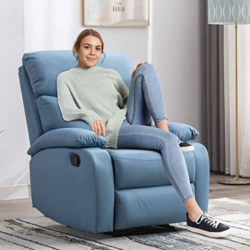 Blue Microfiber Recliner Chair - Compact Size