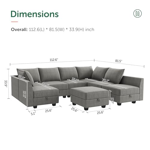 Reversible U-shaped Sectional with Ottoman & Storage
