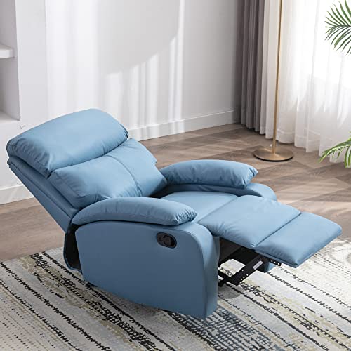 Blue Microfiber Recliner Chair - Compact Size