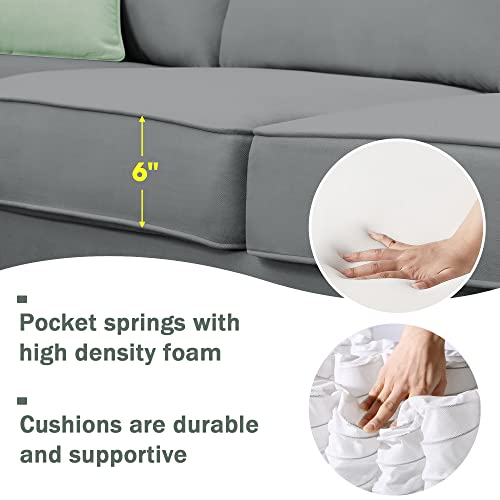 LZ L-Shape Sectional Sofa with Ottoman and Pillows