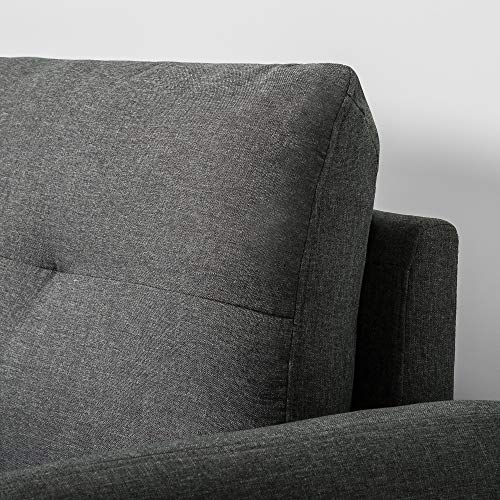 Dark Grey Tufted Loveseat with Easy Assembly