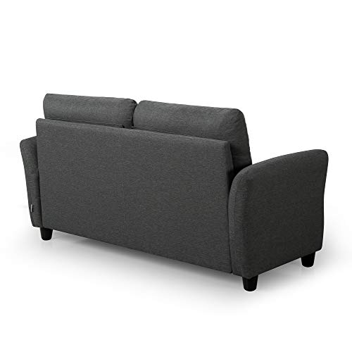 Dark Grey Tufted Loveseat with Easy Assembly